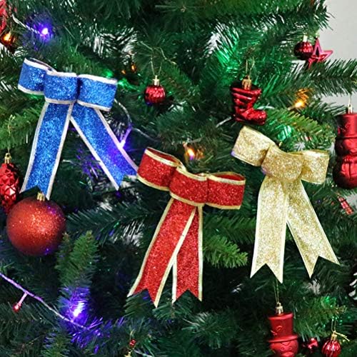 HOMNİVE Noel Ağacı Süsler 4 adet Noel Süslemeleri Glitter Pembe Yay Şerit Yay (Altın) Noel Kapalı Açık Dekorasyon için