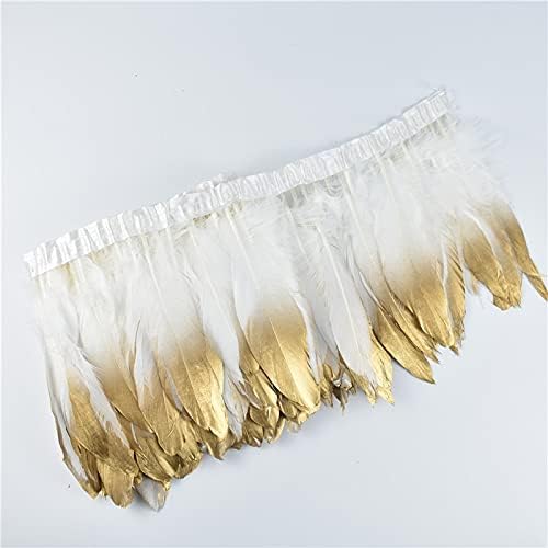 Veo Tüyleri 15-20 CM Altın Daldırma Beyaz Kaz Tüyleri Düzeltir Saçak Kurdela Tüy El Sanatları Elbise Etek Giyim Düğün Tüyleri