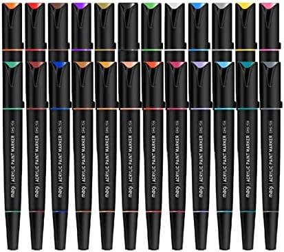 Colcolo Akrilik boya işaretleme kalemleri Kiti Çift Uçlu İşaretleyici Çabuk Kuruyan Yazma için Kaya Çakıl-24 Renkler