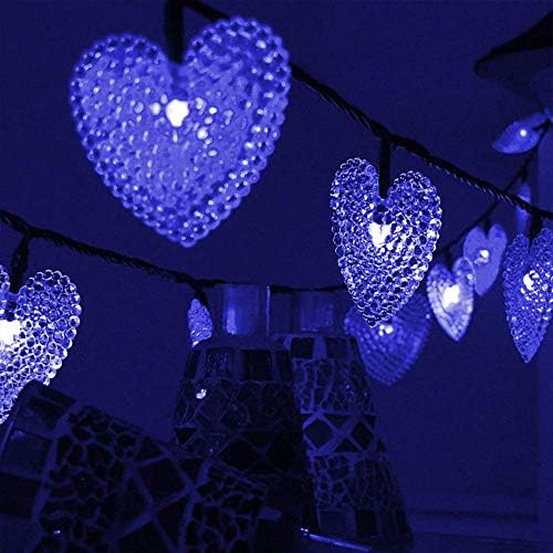 Güneş kalp dize ışıkları,WONFAST su geçirmez 20ft 30 LED kalp şeklinde 8 modu güneş yıldızlı aydınlatma Noel peri dize ışıklar