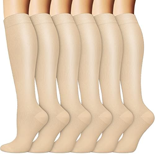 6 Pairs Sıkıştırma Çorap Kadın ve Erkek Dolaşımı için, 20-30 mmhg Hemşirelik Çorap Koşu için En İyi,Atletik,Yürüyüş,Seyahat (Küçük