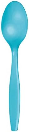 Yaratıcı Dönüştürme Renk Dokunuşu Premium 50 Sayım Plastik Kaşık, Bermuda Mavisi