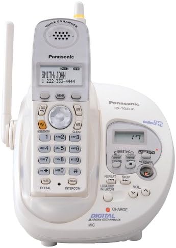 Arayan Kimliği ve Yanıtlama Sistemli Panasonic GigaRange KX-TG2431W 2.4 GHz DSS Kablosuz Telefon (Beyaz)