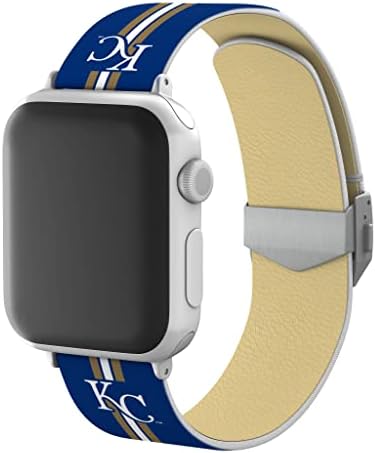 Oyun Zamanı Kansas City Royals Tam Baskı saat kayışı Kazınmış Toka ile Apple Watch ile uyumlu (38/40 / 41mm-Uzun-Rastgele)