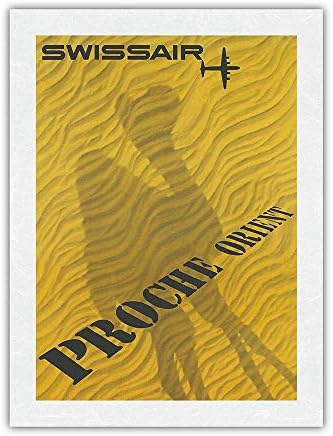 Orta Doğu (Proche Orient) - Swissair-Vintage Havayolu Seyahat Posteri Fritz Girardin c.1956-Premium Unryu Pirinç Kağıdı Sanat