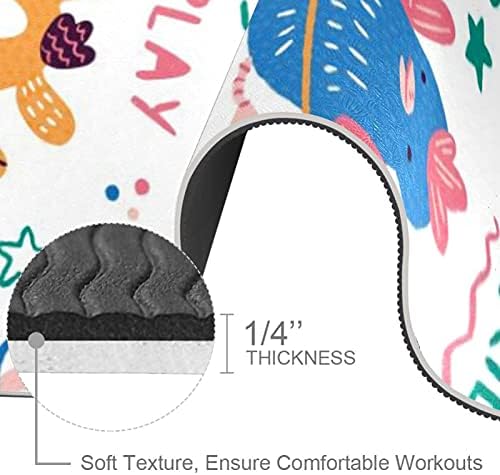 Renkli Doodle Domuz Ayı Kedi Tavuk Hula Hoops Kelimeler Desen Premium Kalın Yoga Mat Çevre Dostu Kauçuk Sağlık ve Fitness Her