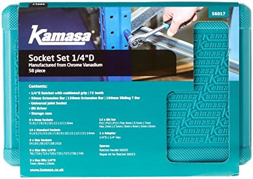 Kamasa-56017 Soket Seti 58 adet 1/4 D
