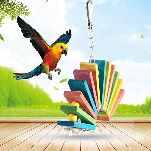 YongliJc Renkli Çiğnemek Oyuncak, Ahşap Renkli Pet Kuş Papağan Çiğnemek Oyuncak, Asılı Papağanının Parakeet Salıncak Kafesi Oynayan