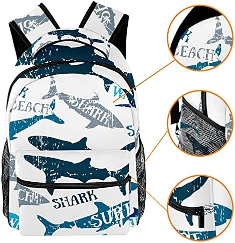 Köpekbalıkları Sörf Beyaz Sırt Çantaları Erkek Kız Okul Kitap Çantası Seyahat Yürüyüş Kamp Sırt Çantası Sırt Çantası