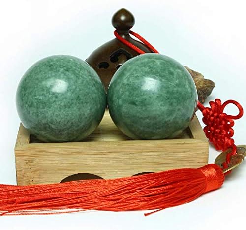 BRABUD 2 Mermer Koyu Yeşil Baoding Topları Çin Sağlık Egzersiz Masaj Topları Stres Rahatlatmak El Egzersiz BS022