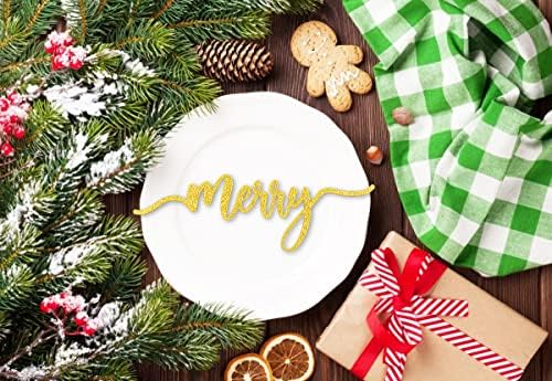 CINPIUK 12 PCS Noel Yer Kartları Tatil yemek masası Glitter Plaka Işaretleri Mutlu Inanıyorum Neşeli Çiftlik Süs Ev Masa Ayarı