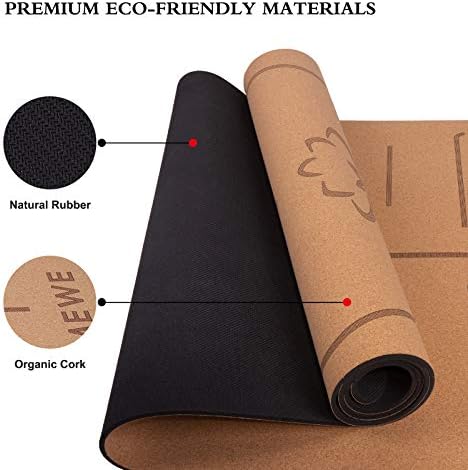 Mewe Cork Yoga Mat-Doğal Kauçuk Kaymaz, Yumuşak, Terlemeye Dayanıklı 72 x 24 Daha Kalın, Daha Uzun ve Daha Geniş Sıcak Yoga Egzersizi
