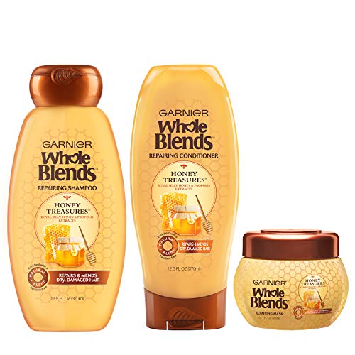 Garnier Hair Care Whole Blends Honey Treasures Onarıcı Şampuan, Saç Kremi ve Saç Maskesi, Hasarlı Saçlar için, 1 Set