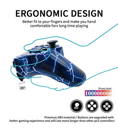 PS3 Denetleyici 2 Paket Kablosuz 6 eksenli Thunderbolt Tarzı Çift Titreşim Oyun Denetleyicisi Sony Playstation 3 için Şarj Kablosu
