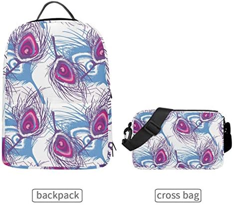 Sırt çantası Tavuskuşu Hayvan Tüyü Desen Baskı Ayrılabilir Kolej çantası Seyahat Fermuar gizli sakli konusmalar Yürüyüş Omuz