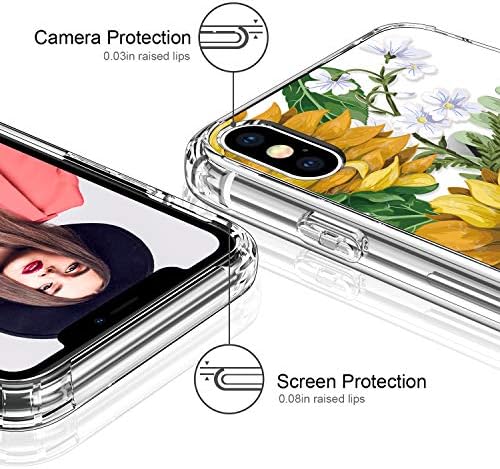 ICEDİO iPhone X Kılıf ile Ekran Koruyucu, iPhone Xs Kılıf Temizle ile Moda Tasarımlar için Kız Kadın, Slim Fit TPU Kapak Koruyucu