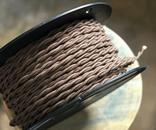 16 Gauge Kahverengi Pamuklu Kumaş Kaplı Bükülmüş Tel-Vintage Örgü Tarzı Lamba Kablosu-1 Paket