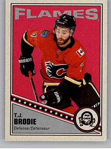 2019-20 OPC O-Pee-Chee Retro Hokey 138 T. J. Brodie Calgary Flames Resmi NHL Ticaret Kartı (Üst Güverte tarafından yapılmıştır)