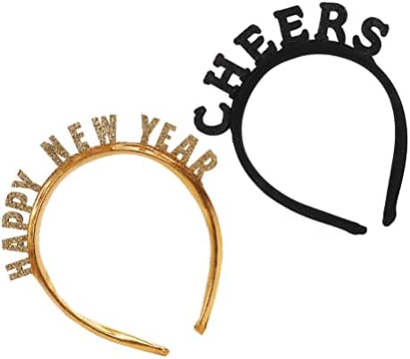 Gadpiparty 2 Pcs Mutlu Yeni Yıl Mektup Bantlar, Plastik Yeni Yıl Hairbands, Yeni Yıl Arifesi Sahne Headwears için Parti Dekorları