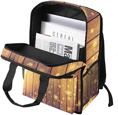 Sırt Çantası Yanıp Sönen Işıklı Ahşap Tahtalar boyut: 14x10.2x4. 7 inç Kare sırt çantası hafif ve dayanıklı