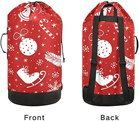 Noel Farklı Süslemeleri Çamaşır Torbası Sırt Çantası Ağır Çamaşır torbası Omuz Askıları ile Seyahat Çamaşır Torbası Katlanabilir