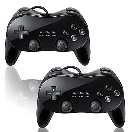 Klasik Pro Denetleyici Konsolu Gamepad Joystick ile Uyumlu Nintendo Wii Oyun Uzaktan (Siyah, 2 Paket)