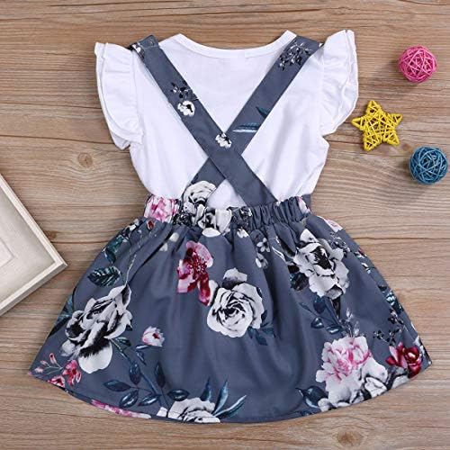 Bebek Kız Etekler Set Fırfır Romper + Çiçek Genel Elbise Düğme Askı Tutu Etekler Doğum Günü Askı Kıyafetler