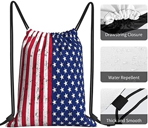 İpli sırt çantası Amerikan bayrağı yıldız çizgili dize çanta Sackpack spor salonu alışveriş spor Yoga için