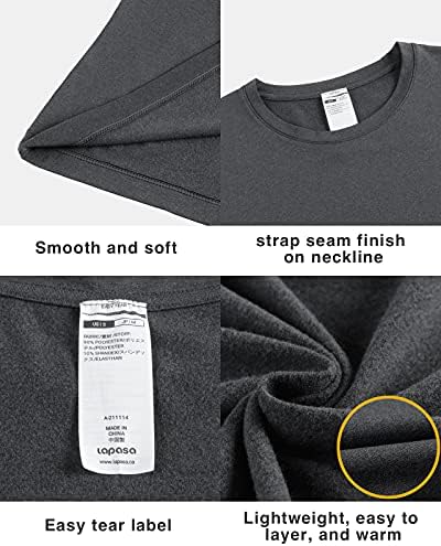 LAPASA Erkek termal iç çamaşır Üst, Polar Astarlı Uzun Kollu Gömlek Hafif/Orta / Ağır Ağırlık 1 & 2 Paket (Thermoflux M09/M55