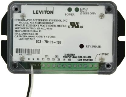 Leviton 7B101-T01 Tek Eleman, 1PH, 2W, 120V, Bireysel, 0,1 kWh ve 0,01 kWh İzole Çıkışlar ve 0,1 kWh Sayaç Çıkışı, 100: 0,1,