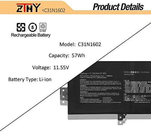 ZTHY C31N1602 Laptop batarya asus için yedek ZenBook U3000U UX330 UX330U UX330UA UX330UAK UX330UA-1A UX330UA-1B UX330UA-1C UX330UA-FB018R