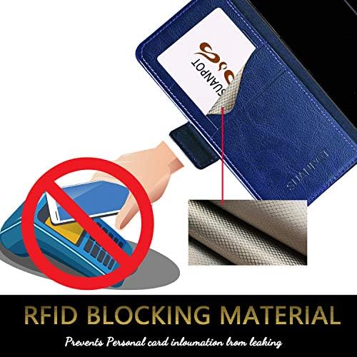 SUANPOT ıçin iPhone 12 Pro Max (Olmayan 12/12Pro 6.1“) Hakiki deri cüzdan Kılıf ıle RFID Engelleme ıçin Erkekler Flip Folio Telefon