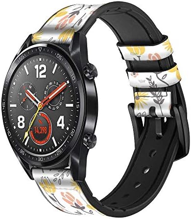 CA0279 Pastel Çiçekler Desen Deri ve Silikon akıllı saat Band Kayışı Kol Saati Smartwatch akıllı saat Boyutu (20mm)