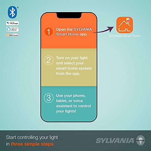 Sylvania Akıllı + Bluetooth Temizle Filament Beyaz A19 LED Ampul, Alexa ile Uyumlu, Apple HomeKit ve Google Yardımcısı, 1 Paket
