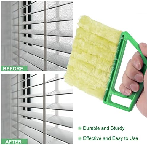 MECCANIXITY Pencere Kör El-held 7 Parmak Kepenkleri Fırça Temizleme Aracı ile Yeşil Kolu, 2 paketi