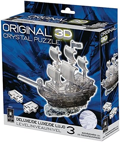 Bepuzzled Original 3D Crystal Puzzle Deluxe-Korsan Gemisi, Siyah-12 Yaş ve üstü için yeteneklerinizi ve hayal gücünüzü test edecek