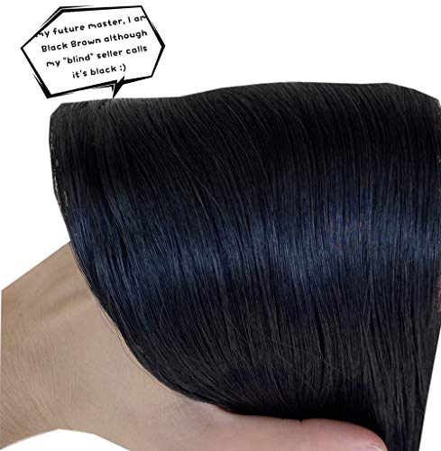 ıMaku Klip At Kuyruğu Uzatma Sentetik Saç Parçaları Kadınlar için 24 İnç Wrap Etrafında Uzun Düz At Kuyruğu - Siyah Kahverengi