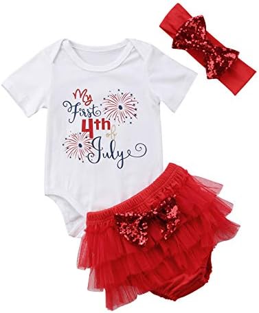 Mubineo Little Miss America 3 adet Yenidoğan Bebek Bebek Kız 4th Temmuz Tulum Şort Bandı Giyim Kıyafetler