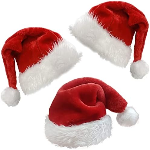 Akiimy 3 pcs Noel Şapka noel baba şapkası Noel Tatil Unisex Kadife Klasik Noel baba şapkaları Yetişkin Büyük için noel tatil