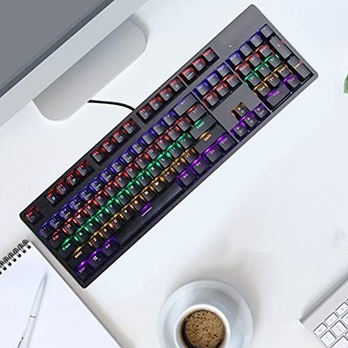 Vbestlıfe Oyun Klavyesi, 104 Tuşları Düğmesi Ergonomik Tasarım Dayanıklı RGB USB Bağlantı Noktası Profesyonel Oyun Klavyesi Bilgisayar