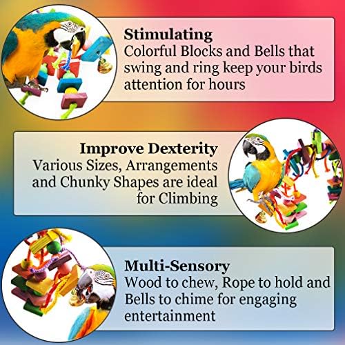 SunGrow Papağan Oyuncak, 12.5” x 11”, küçük ve Orta Çiğneme Kuş Oyuncak için Parakeet, Güneş Conure, 1 Parça