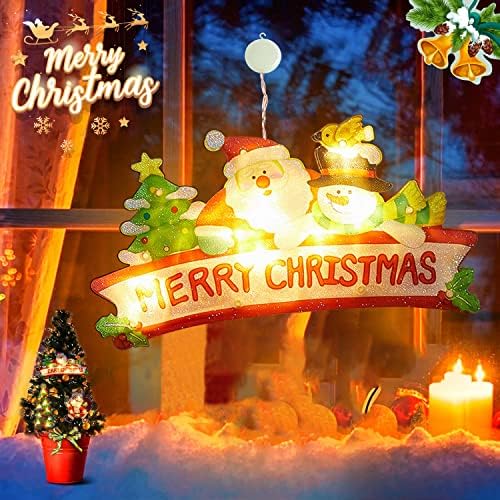 Noel dekorasyon ışıklı Pencere asılı dekor Pencere süsler için kapalı açık ev ofis Noel noel ışıkları ile vantuz kanca (Merry