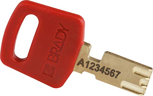 Brady SafeKey Kilitleme Asma Kilidi-Alüminyum-Kırmızı-1.5 Çelik Kelepçe Dikey Boşluk Anahtarlı Farklı
