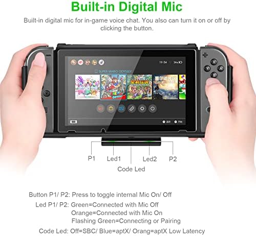 Anahtarı Bluetooth Adaptörü ile PD Hızlı Şarj, KIMLIK CHINSION Çift Bluetooth 5.0 Ses Verici için Nintendo Anahtarı ile Koruyucu