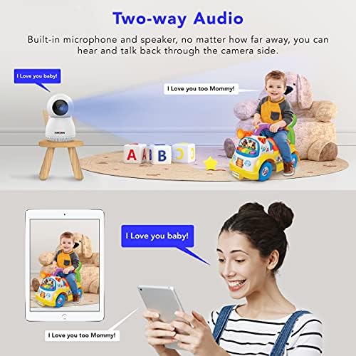 Bebek monitörü, EverGrow 3MP Ultra HD Ev Güvenlik Kapalı Kamera ile Ses Hareket Algılama IR Gece Görüş, Pet Kamera ile 2-Yönlü