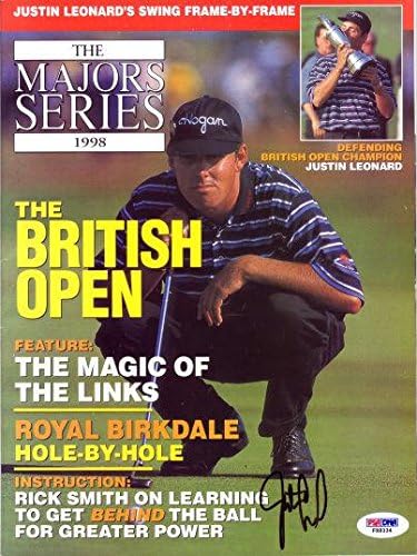 1998 Justin Leonard İmzalı Majors Golf Dergisi PSA / DNA İmzalı Golf Dergileri