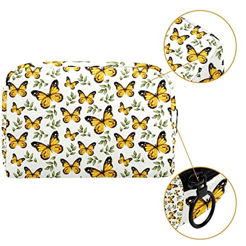 Sarı kelebekler kozmetik çantası seyahat çok fonksiyonlu tuvalet organizatör çanta kadın kızlar için