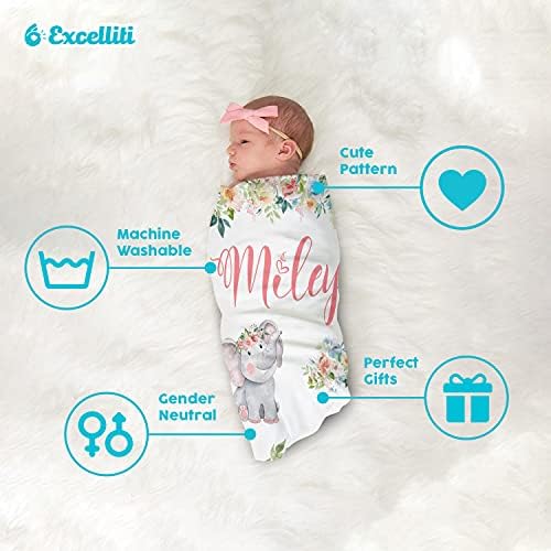 Excellıtı Kişiselleştirilmiş Fil ile Çiçekler Battaniye-Özel Adı için Bebek Ultra Softs Polar Atmak Battaniye için Bebek Bebek