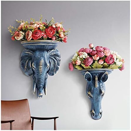 Oturma Odası için Duvar çıkartmaları olmadan 3D Duvar Dekor Hayvan Kafası Dekoratif Duvar vazolar Dekor için Çiçekler vazo Dekorasyon