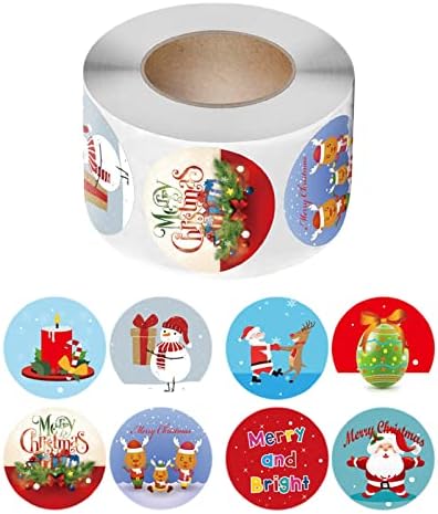 Colcolo 500 Adet Merry Christmas Çıkartmalar Paketleri Hediye Parti Malzemeleri için 1 Rulo Etiket Mühürler
